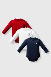 U.S.POLO ASSN 3LÜ ERKEK BEBEK BODY SET, %100 PAMUK - Thumbnail