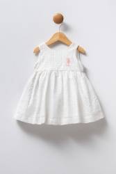 U.S.POLO ASSN. ASKILI BEYAZ KIZ BEBEK ELBİSE, %100 Pamuk / %100 Cotton - Thumbnail