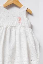 U.S.POLO ASSN. ASKILI BEYAZ KIZ BEBEK ELBİSE, %100 Pamuk / %100 Cotton - Thumbnail
