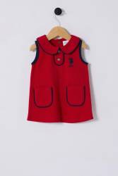 U.S.POLO ASSN. KIZ BEBEK ASKILI PİKE ELBİSE, %100 Pamuk / %100 Cotton - Thumbnail