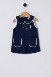 U.S.POLO ASSN. KIZ BEBEK ASKILI PİKE ELBİSE, %100 Pamuk / %100 Cotton - Thumbnail