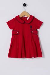 U.S.POLO ASSN. KIZ BEBEK KISAKOL PİKE ELBİSE, %100 Pamuk / %100 Cotton - Thumbnail