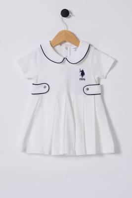 U.S. Polo Assn. - U.S.POLO ASSN. KIZ BEBEK KISAKOL PİKE ELBİSE, %100 Pamuk / %100 Cotton