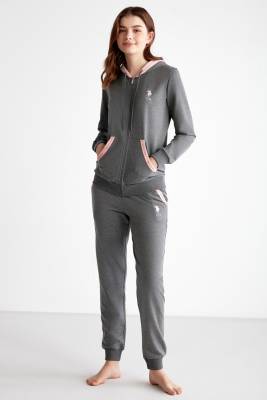 U.S. Polo Assn. - Üst Fermuarlı Kapşonlu Cepli ve Manşetli Kol, Alt Cepli ve Manşet Paça Eşofman Takım