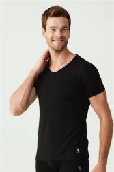 V Yaka 2'li Paket Erkek T-Shirt - Thumbnail