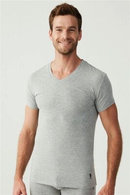 V Yaka 2'li Paket Erkek T-Shirt - 5