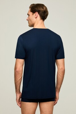 V Yaka Pamuk Modal Erkek Tshirt, %47 Pamuk %47 Modal %6 Elastan - 7