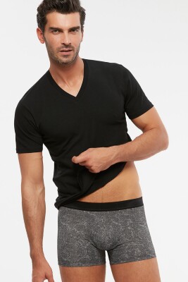 V Yaka Pamuk Modal Erkek Tshirt, %47 Pamuk %47 Modal %6 Elastan - 8