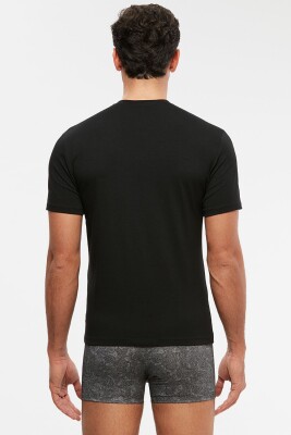 V Yaka Pamuk Modal Erkek Tshirt, %47 Pamuk %47 Modal %6 Elastan - 9