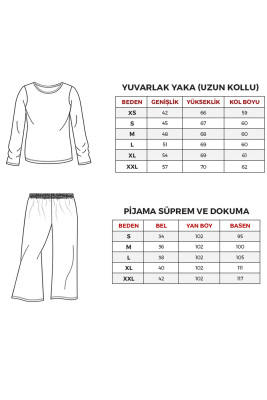 Yeni Sezon Uzun Kol Kadın Pijama Takım - 4