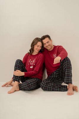 Yılbaşı Özel Kadın Pijama Takım, %100 Pamuk - 1